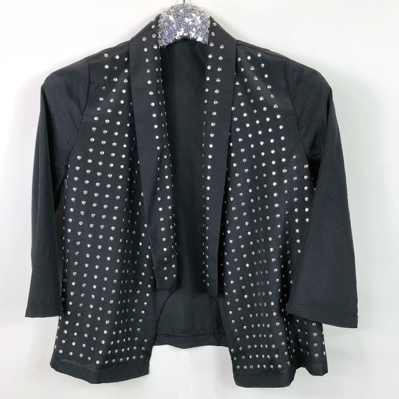 Rock and Republic Black Studded Blazer Silver SZ 2 - Picture 3 of 8